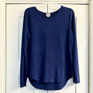 Como Vintage Navy Blue Crew Neck Long-Sleeve Lightweight Hacci Sweater Medium
